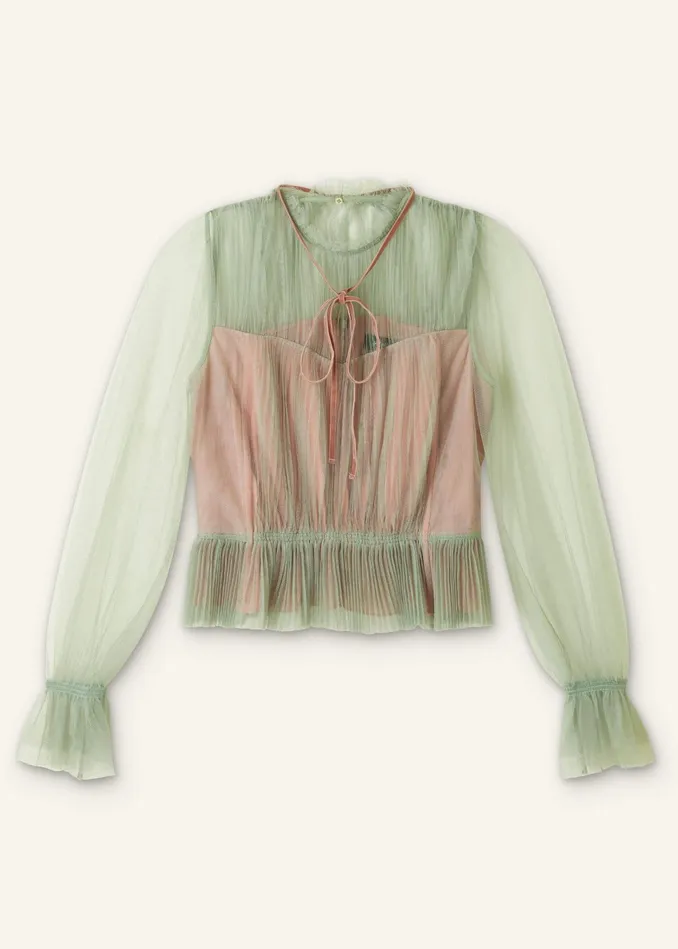 Women Tulle Top Tie Pistachiopink MEEM