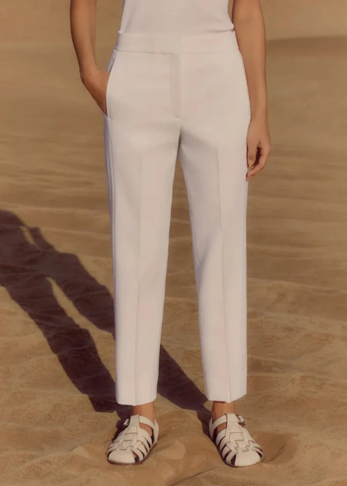 Women Tux Slim Crop Pant Fresh White MEEM