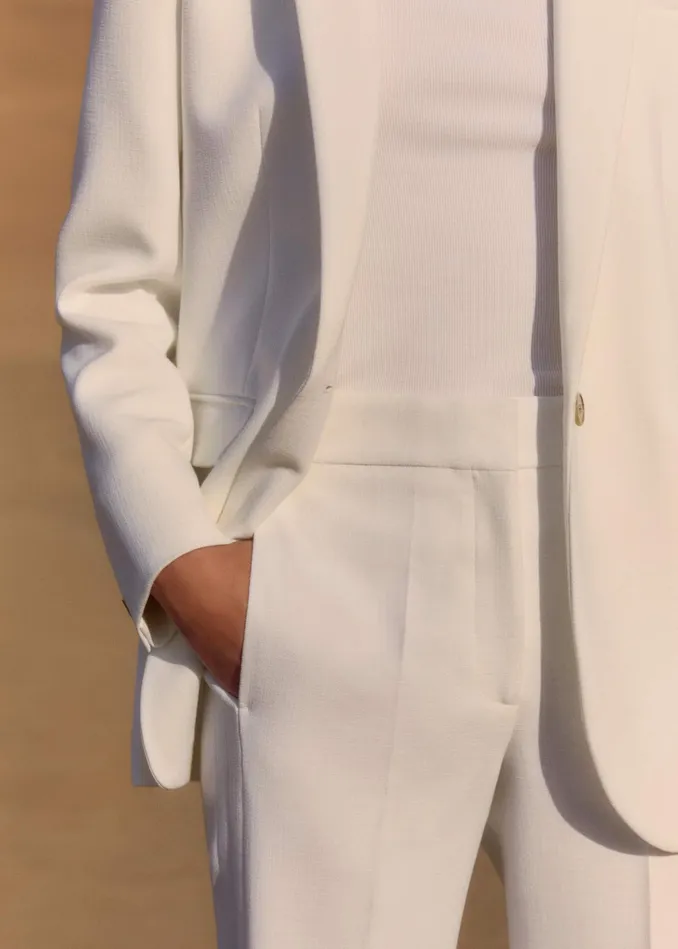 Women Tux Slim Crop Pant Fresh White MEEM