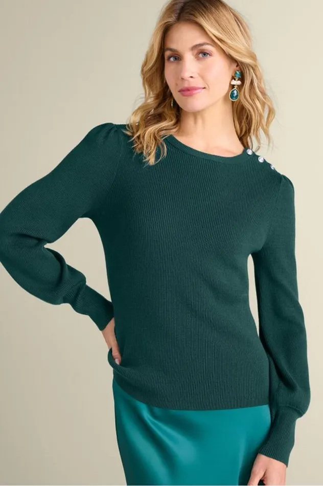 Women Tyla Button Shoulder Sweater Festival Fuschia Soft Surroundings Tops