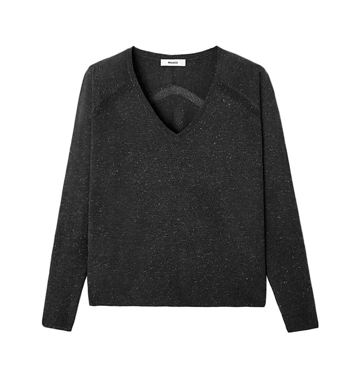 Women VNeck Glitzy Jumper 8211 Dark Grey Promod Jumpers And Cardigans Women VNeck Glitzy Jumper 8211 Dark Grey Promod Jumpers And Cardigans