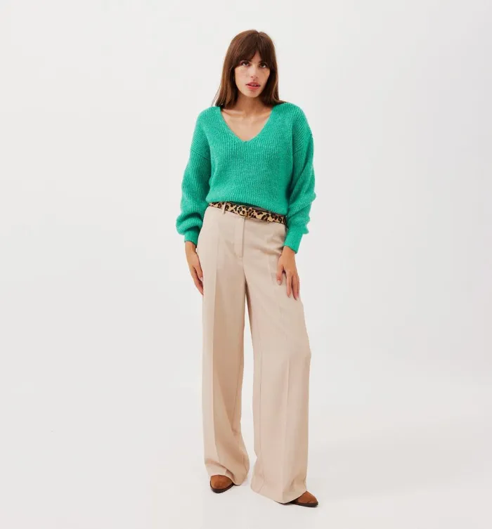 Women VNeck Ribbed Jumper 8211 Light Green Promod Jumpers And Cardigans Women VNeck Ribbed Jumper 8211 Light Green Promod Jumpers And Cardigans