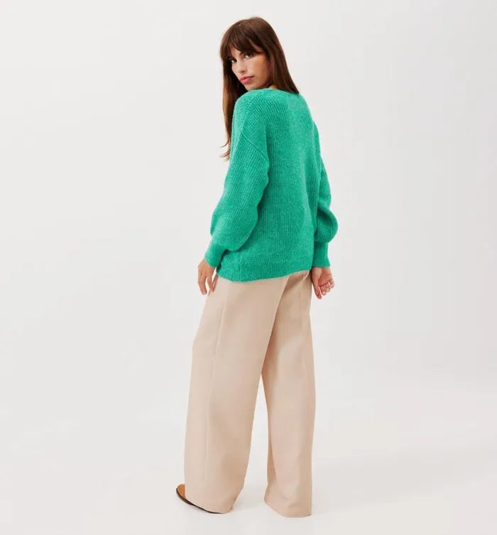Women VNeck Ribbed Jumper 8211 Light Green Promod Jumpers And Cardigans Women VNeck Ribbed Jumper 8211 Light Green Promod Jumpers And Cardigans