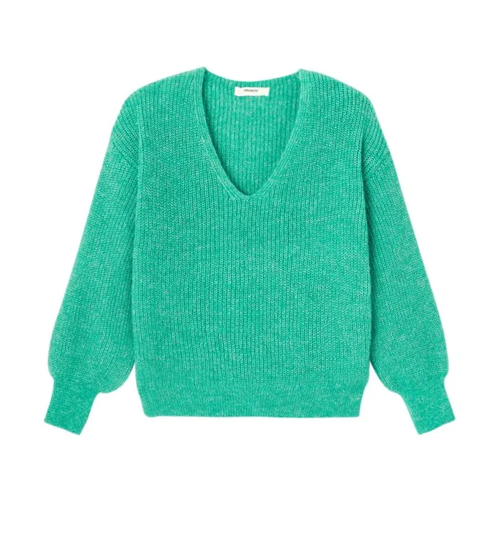 Women VNeck Ribbed Jumper 8211 Light Green Promod Jumpers And Cardigans Women VNeck Ribbed Jumper 8211 Light Green Promod Jumpers And Cardigans