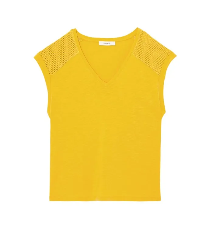 Women VNeck Top 8211 GreenYellow Promod Tops Women VNeck Top 8211 GreenYellow Promod Tops