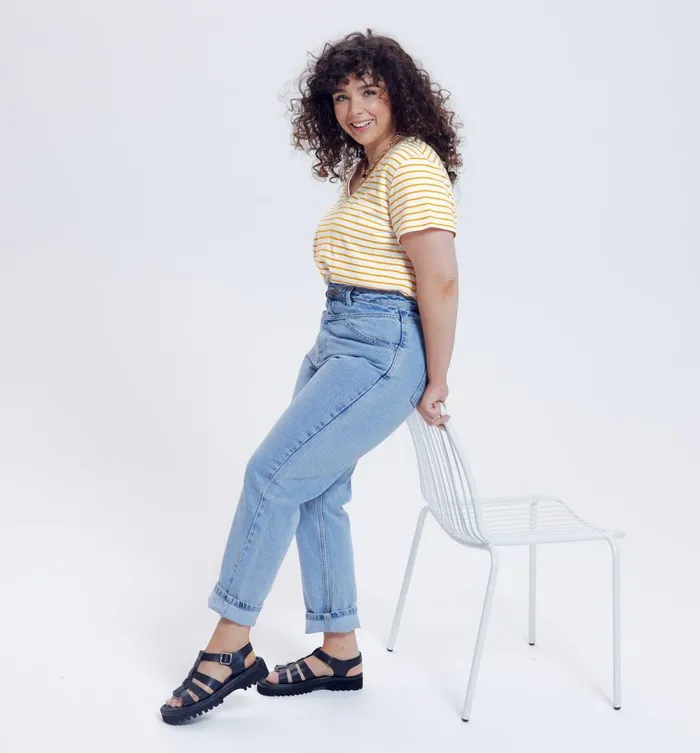 Women VNeck Top 8211 Yellow Stripes Promod Tops Women VNeck Top 8211 Yellow Stripes Promod Tops