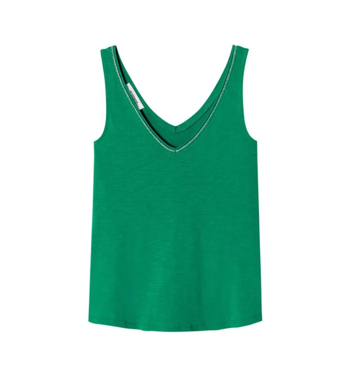 Women VNeckline Sleeveless Top 8211 Green Promod Tops Women VNeckline Sleeveless Top 8211 Green Promod Tops
