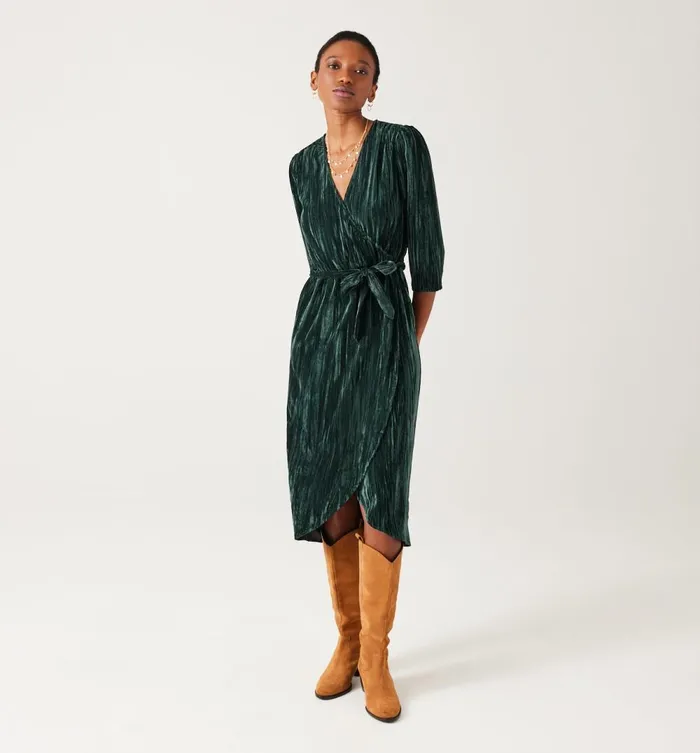 Women Velours Dress 8211 Green Print Promod Dresses Women Velours Dress 8211 Green Print Promod Dresses