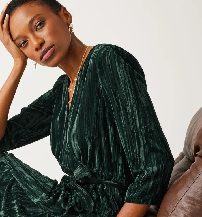 Women Velours Dress 8211 Green Print Promod Dresses Women Velours Dress 8211 Green Print Promod Dresses