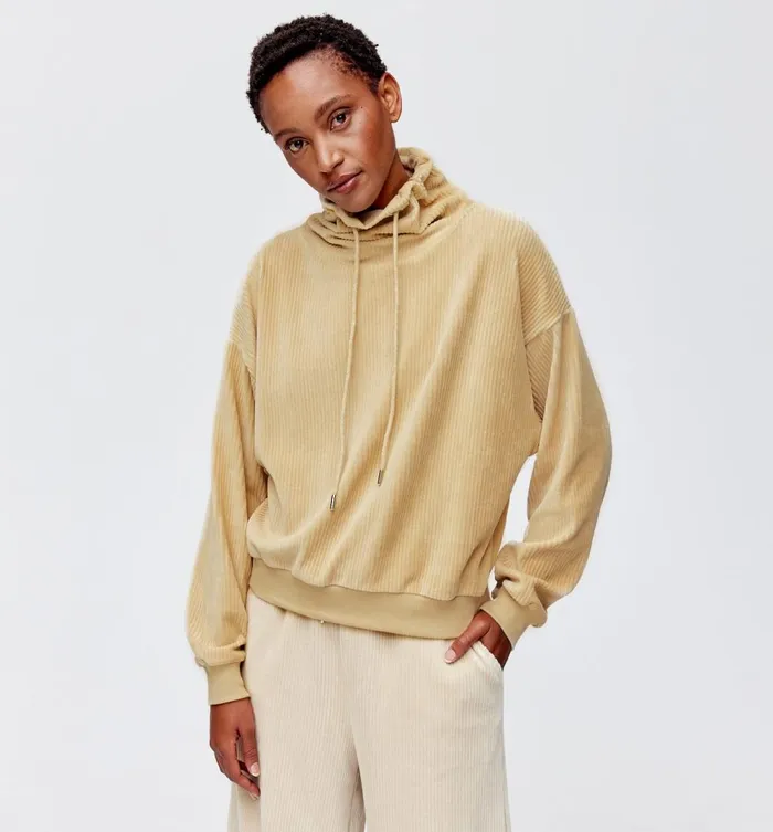 Women Velours Sweatshirt 8211 Beige Promod Jumpers And Cardigans
