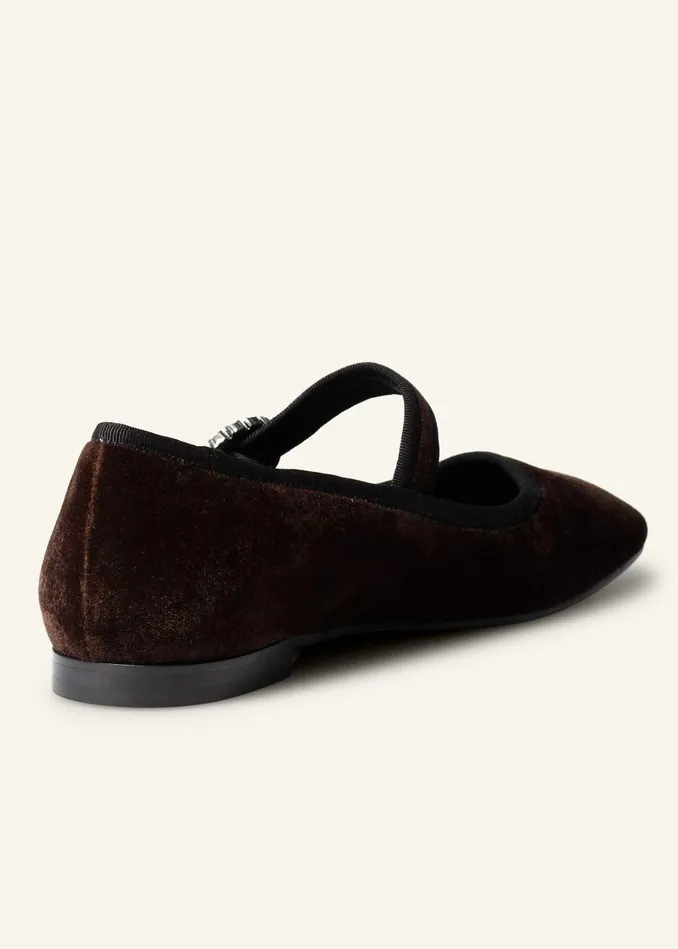 Women Velvet Square Toe Ballerina Flat Double Espresso MEEM