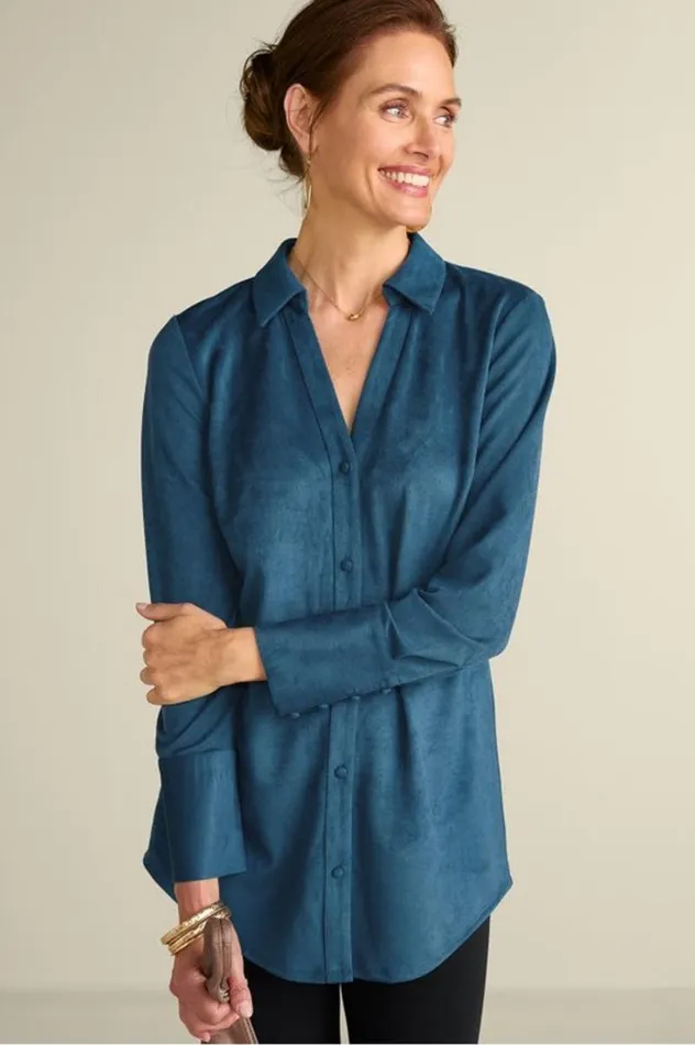Women Vida Faux Suede Tunic Saddle Soft Surroundings Tops