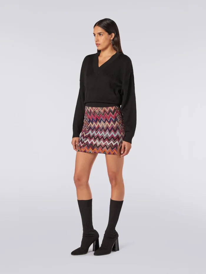 Women Viscose Chevron Miniskirt With Lurex Multicoloured Missoni Skirts Women Viscose Chevron Miniskirt With Lurex Multicoloured Missoni Skirts