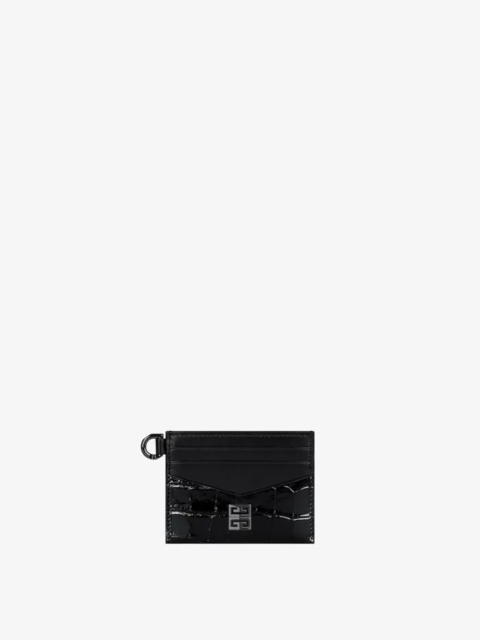 Women Wallets and Card Holders Givenchy 4G Card Holder In Crocodile Effect Leather Black