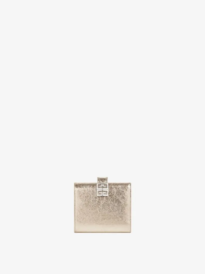 Women Wallets and Card Holders Givenchy 4G Wallet In Laminated Leather Dusty Golden