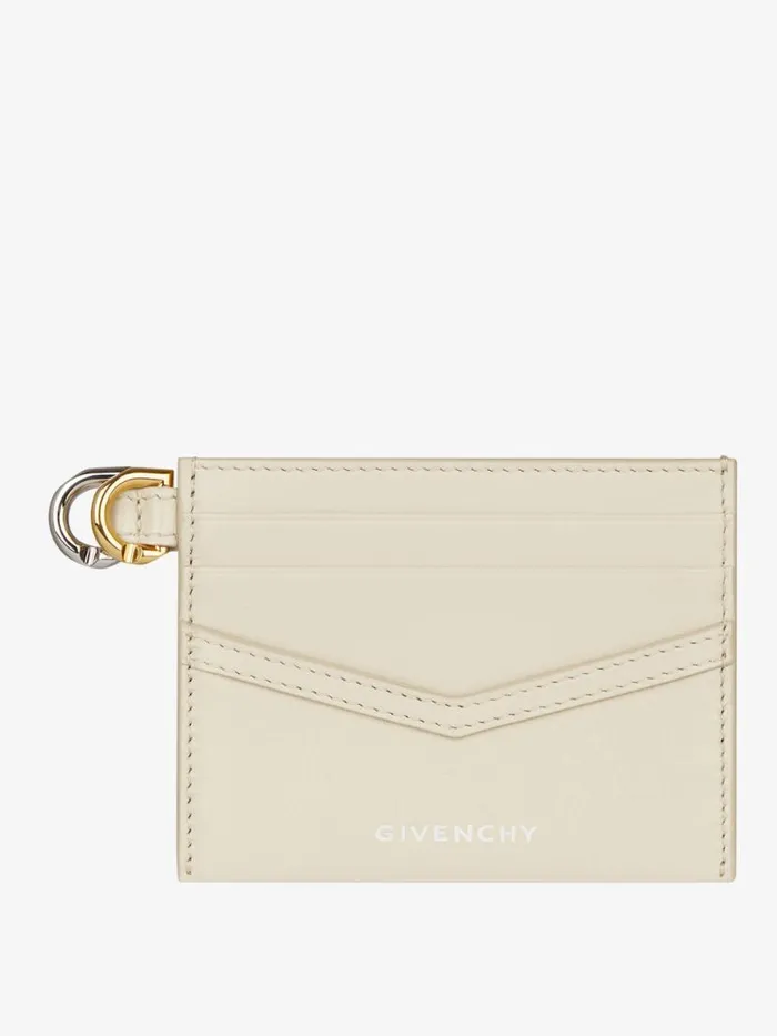 Women Wallets and Card Holders Givenchy Voyou Card Holder In Leather Natural Beige
