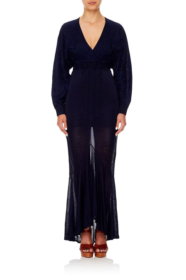 Women Wedding Guest Dresses Camilla Pointelle Knit Dress Midnight Meeting