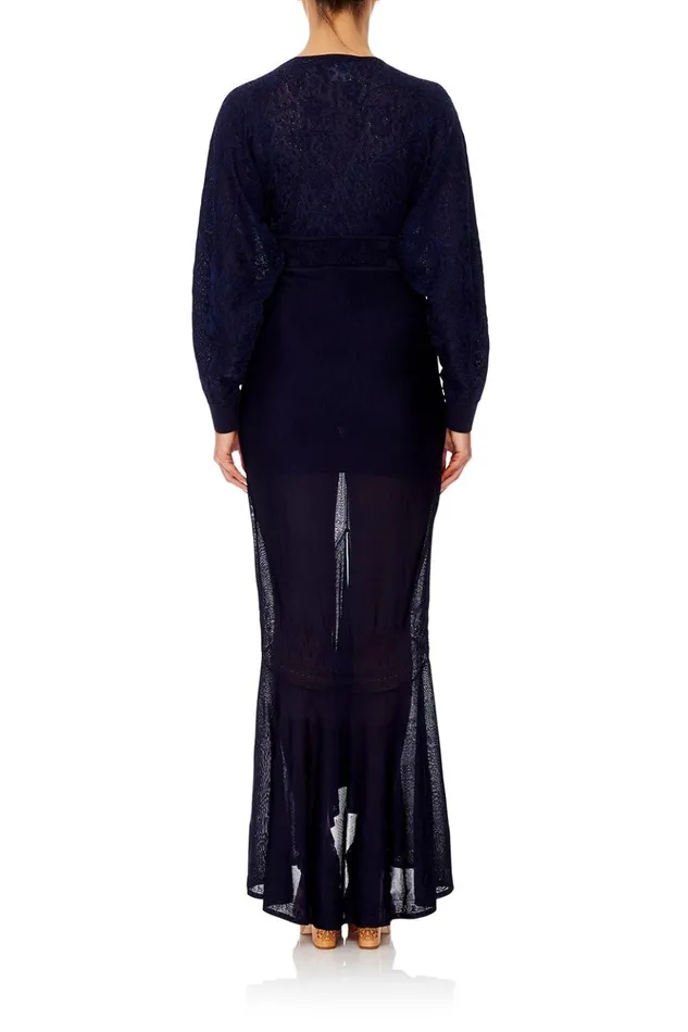 Women Wedding Guest Dresses Camilla Pointelle Knit Dress Midnight Meeting