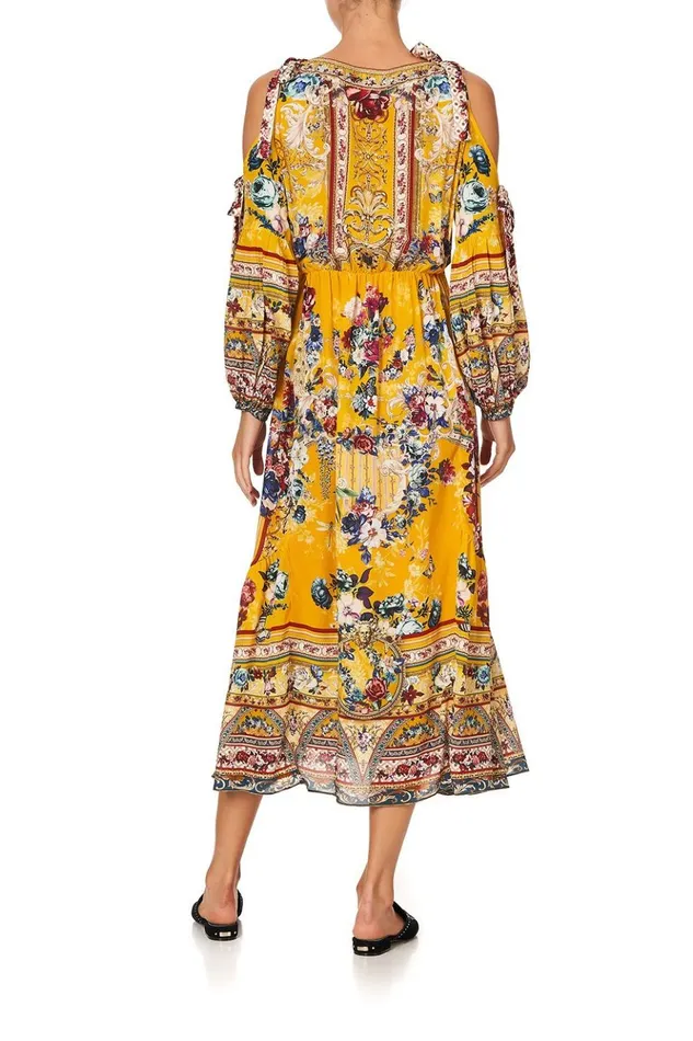 Women Wedding Guest Dresses Camilla Split Sleeve Wrap Dress Crowned Roses