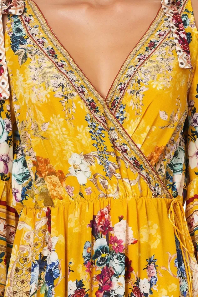 Women Wedding Guest Dresses Camilla Split Sleeve Wrap Dress Crowned Roses