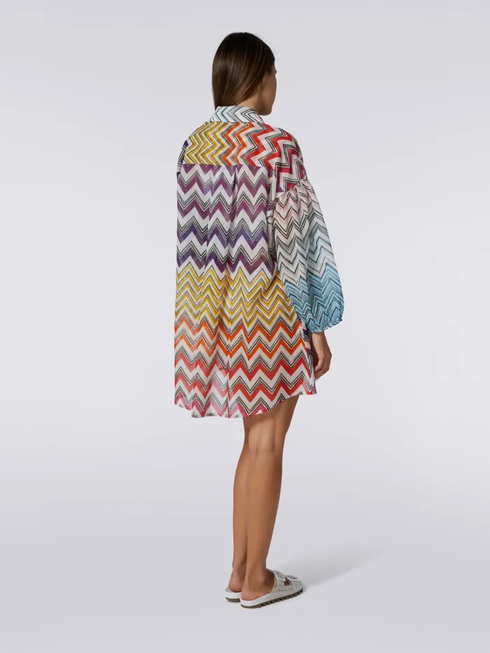 Women Wide Cotton And Silk Blouse In Zigzag Print Multicoloured Missoni Beachwear Women Wide Cotton And Silk Blouse In Zigzag Print Multicoloured Missoni Beachwear