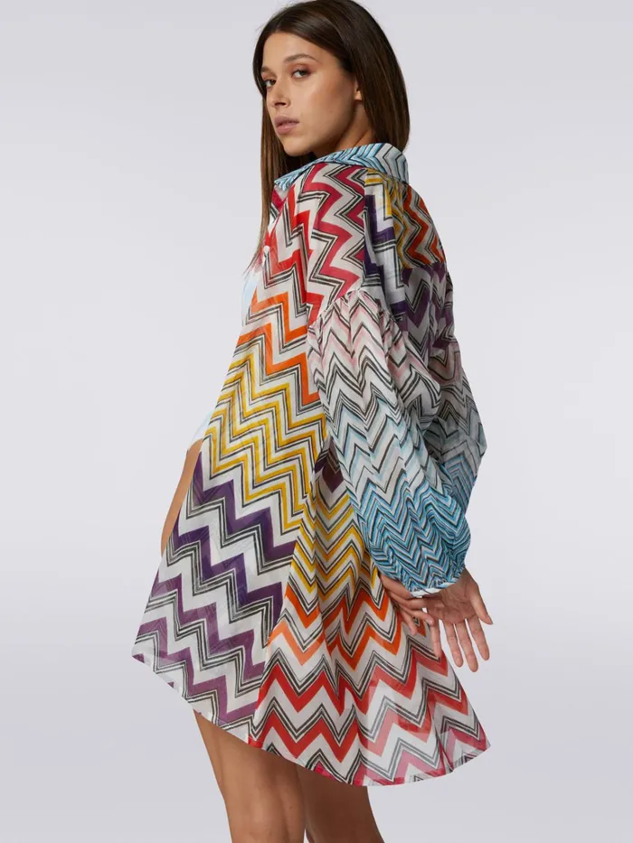 Women Wide Cotton And Silk Blouse In Zigzag Print Multicoloured Missoni Beachwear Women Wide Cotton And Silk Blouse In Zigzag Print Multicoloured Missoni Beachwear