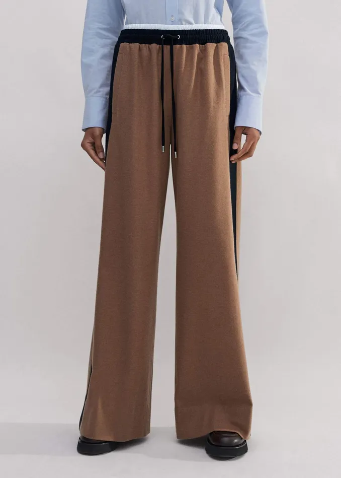 Women WideLeg Side Stripe Track Pant Deep Camel Melangeblack MEEM