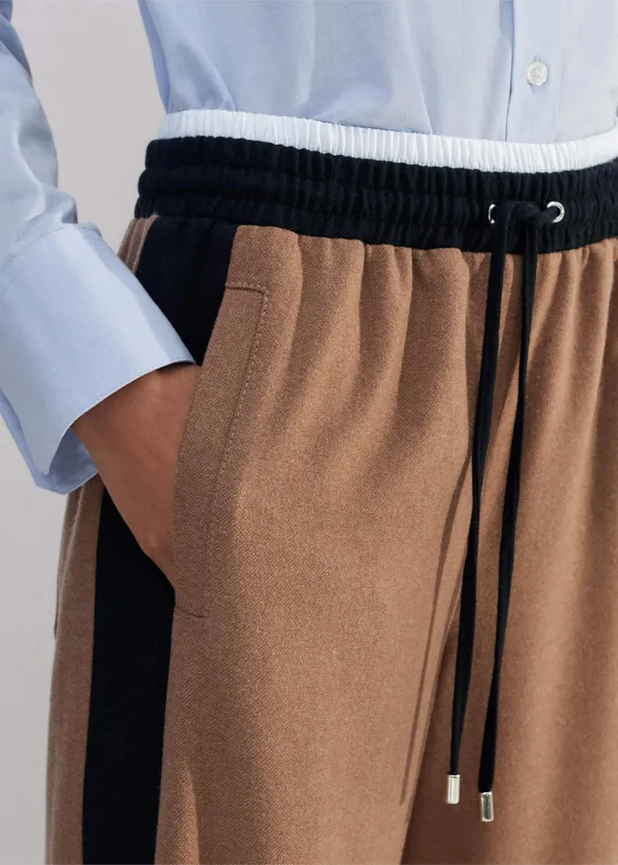 Women WideLeg Side Stripe Track Pant Deep Camel Melangeblack MEEM