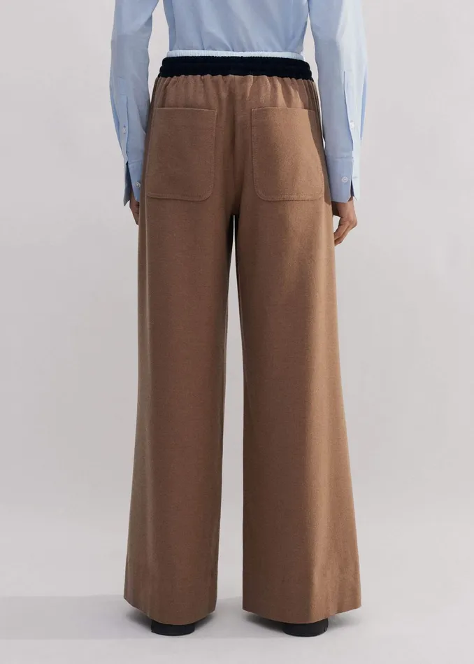 Women WideLeg Side Stripe Track Pant Deep Camel Melangeblack MEEM