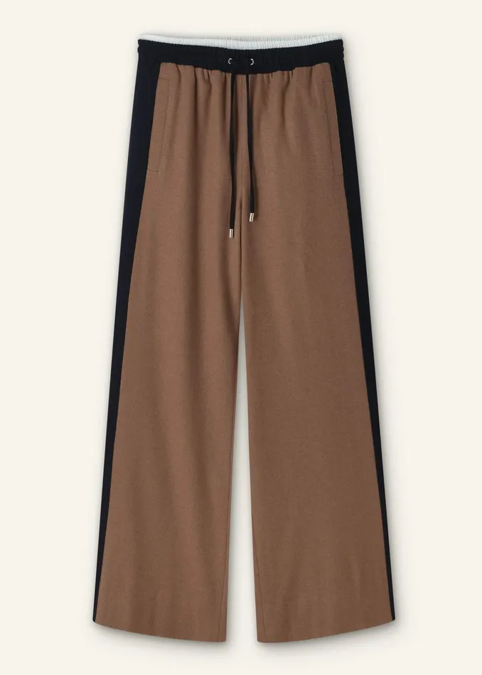 Women WideLeg Side Stripe Track Pant Deep Camel Melangeblack MEEM