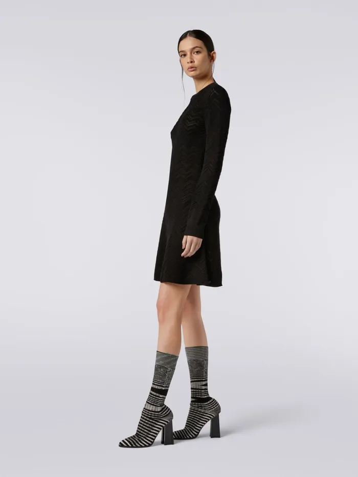 Women Wool And Viscose Blend EnglishRibbed CrewNeck Dress Black Missoni Dresses Women Wool And Viscose Blend EnglishRibbed CrewNeck Dress Black Missoni Dresses