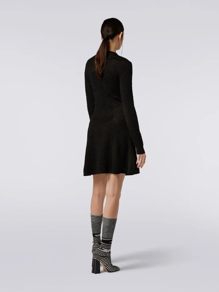 Women Wool And Viscose Blend EnglishRibbed CrewNeck Dress Black Missoni Dresses Women Wool And Viscose Blend EnglishRibbed CrewNeck Dress Black Missoni Dresses