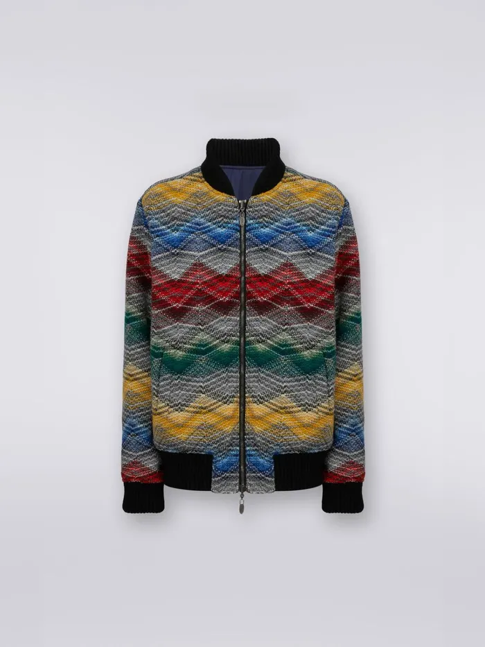 Women Wool Blend Chevron Bomber Jacket Multicoloured Missoni Sport