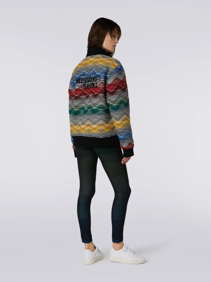 Women Wool Blend Chevron Bomber Jacket Multicoloured Missoni Sport Women Wool Blend Chevron Bomber Jacket Multicoloured Missoni Sport