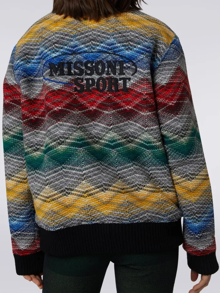 Women Wool Blend Chevron Bomber Jacket Multicoloured Missoni Sport Women Wool Blend Chevron Bomber Jacket Multicoloured Missoni Sport