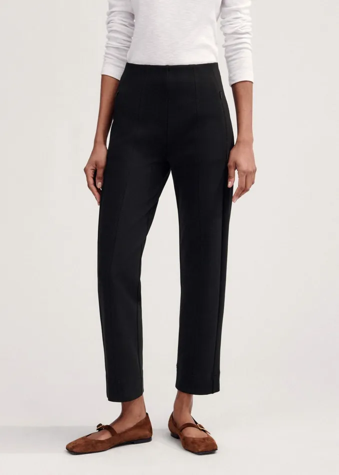 Women WoolBlend Travel Tailoring Slim Crop Pant Black MEEM