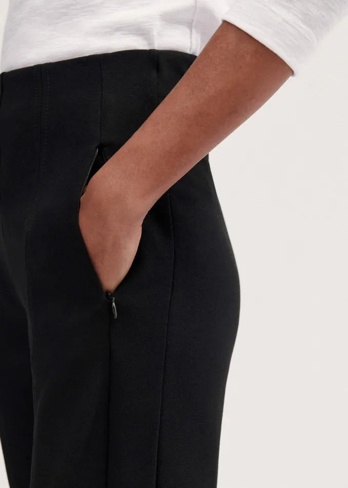 Women WoolBlend Travel Tailoring Slim Crop Pant Black MEEM