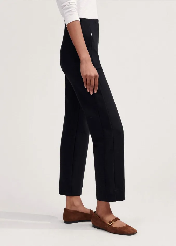 Women WoolBlend Travel Tailoring Slim Crop Pant Black MEEM