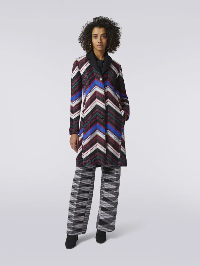 Women Wool Coat With Zigzag Weave Multicoloured Missoni Coats and Jackets Women Wool Coat With Zigzag Weave Multicoloured Missoni Coats and Jackets