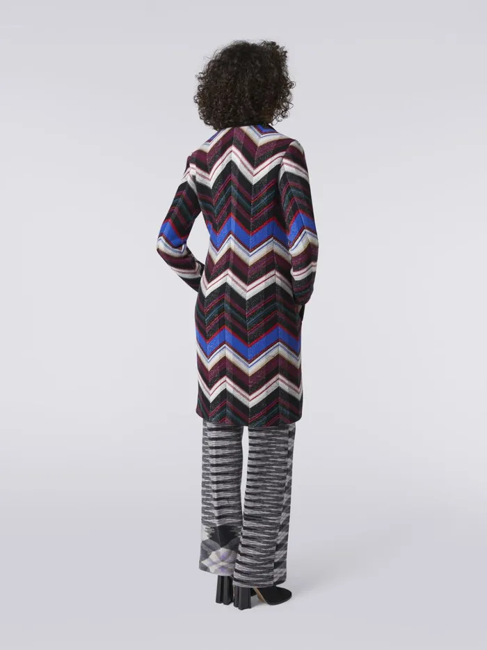 Women Wool Coat With Zigzag Weave Multicoloured Missoni Coats and Jackets Women Wool Coat With Zigzag Weave Multicoloured Missoni Coats and Jackets