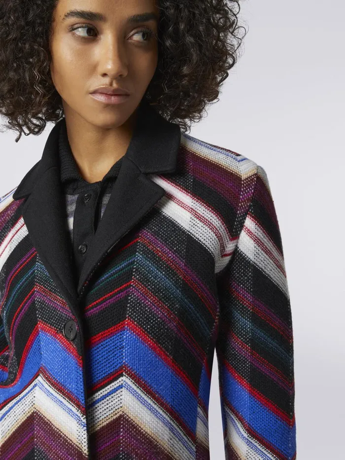 Women Wool Coat With Zigzag Weave Multicoloured Missoni Coats and Jackets Women Wool Coat With Zigzag Weave Multicoloured Missoni Coats and Jackets