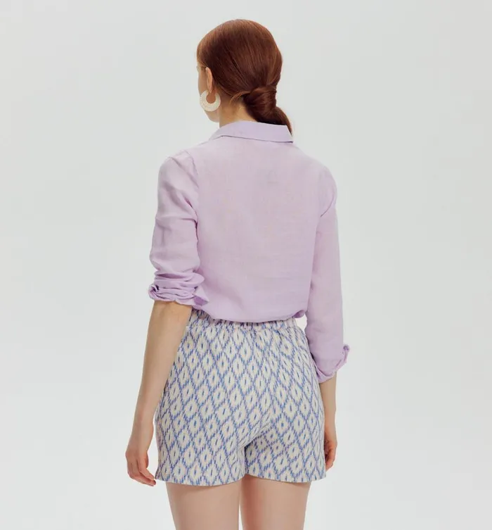 Women Woven Jersey Shorts 8211 Blue Print Promod Shorts Women Woven Jersey Shorts 8211 Blue Print Promod Shorts