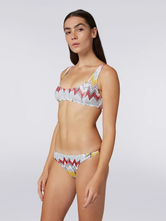 Women Zigzag Knit Bikini With Multiple Techniques Multicoloured Missoni Swimsuits
