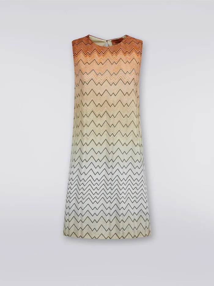Women Zigzag Viscose Blend Mini Dress With Lurex White Missoni Dresses