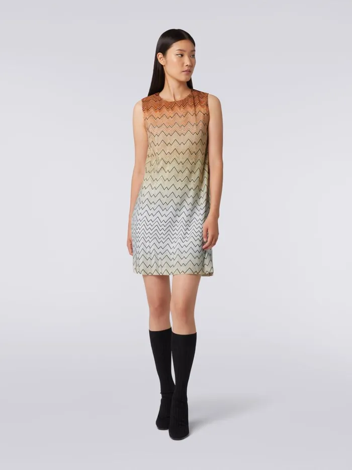 Women Zigzag Viscose Blend Mini Dress With Lurex White Missoni Dresses Women Zigzag Viscose Blend Mini Dress With Lurex White Missoni Dresses