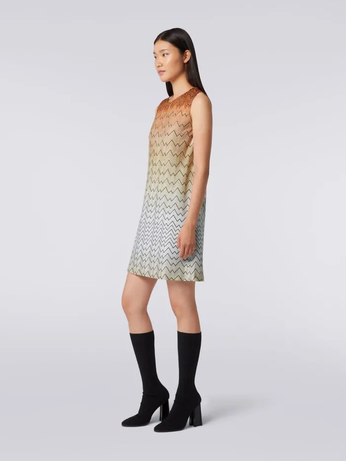 Women Zigzag Viscose Blend Mini Dress With Lurex White Missoni Dresses Women Zigzag Viscose Blend Mini Dress With Lurex White Missoni Dresses