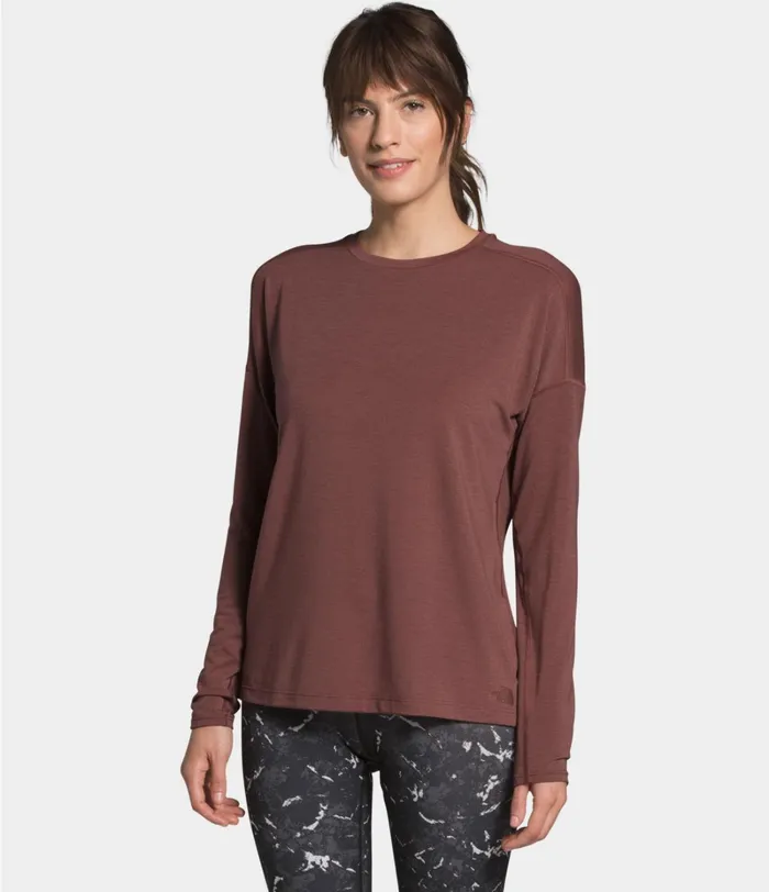 Womens The North Face Active Tops Workout LongSleeve Tee Marron Purple