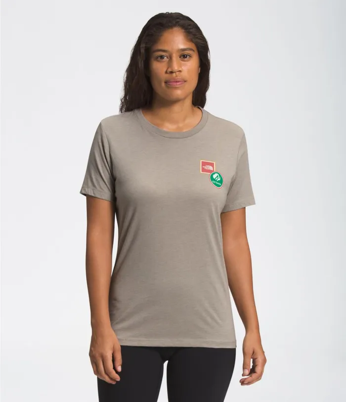 Womens The North Face Casual Tops TNF XGIRLSCOUTSSHORT SLEEVE RELAXED TEE Stone Heather
