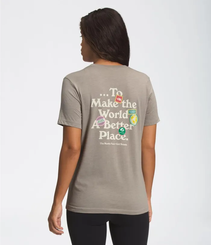 Womens The North Face Casual Tops TNF XGIRLSCOUTSSHORT SLEEVE RELAXED TEE Stone Heather Womens The North Face Casual Tops TNF XGIRLSCOUTSSHORT SLEEVE RELAXED TEE Stone Heather