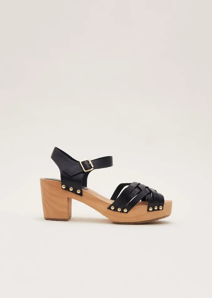 Woven Clog Heel Sandal Navy Women Phase Eight Heels